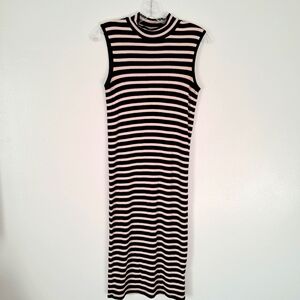 ATM Anthony Thomas Melillo Striped Sleeveless Dress - Black and Cream